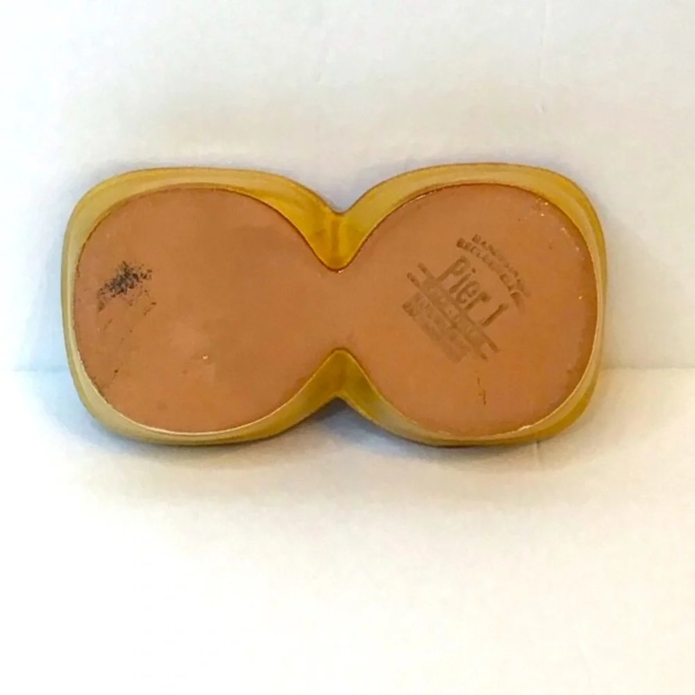 PIER 1 Salt & Pepper Sauce Double Sided Mustard Brown Glaze Pottery Dish